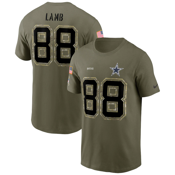 Men's Dallas Cowboys #88 CeeDee Lamb 2022 Olive Salute to Service T-Shirt Men's Dallas Cowboys #88 CeeDee Lamb 2022 Olive Salute to Service T-Shirt